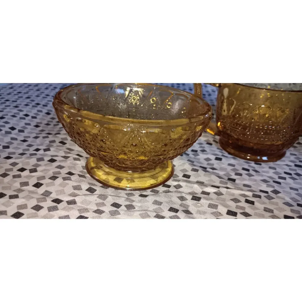 Amber Dessert Bowls And Sugar Bowl